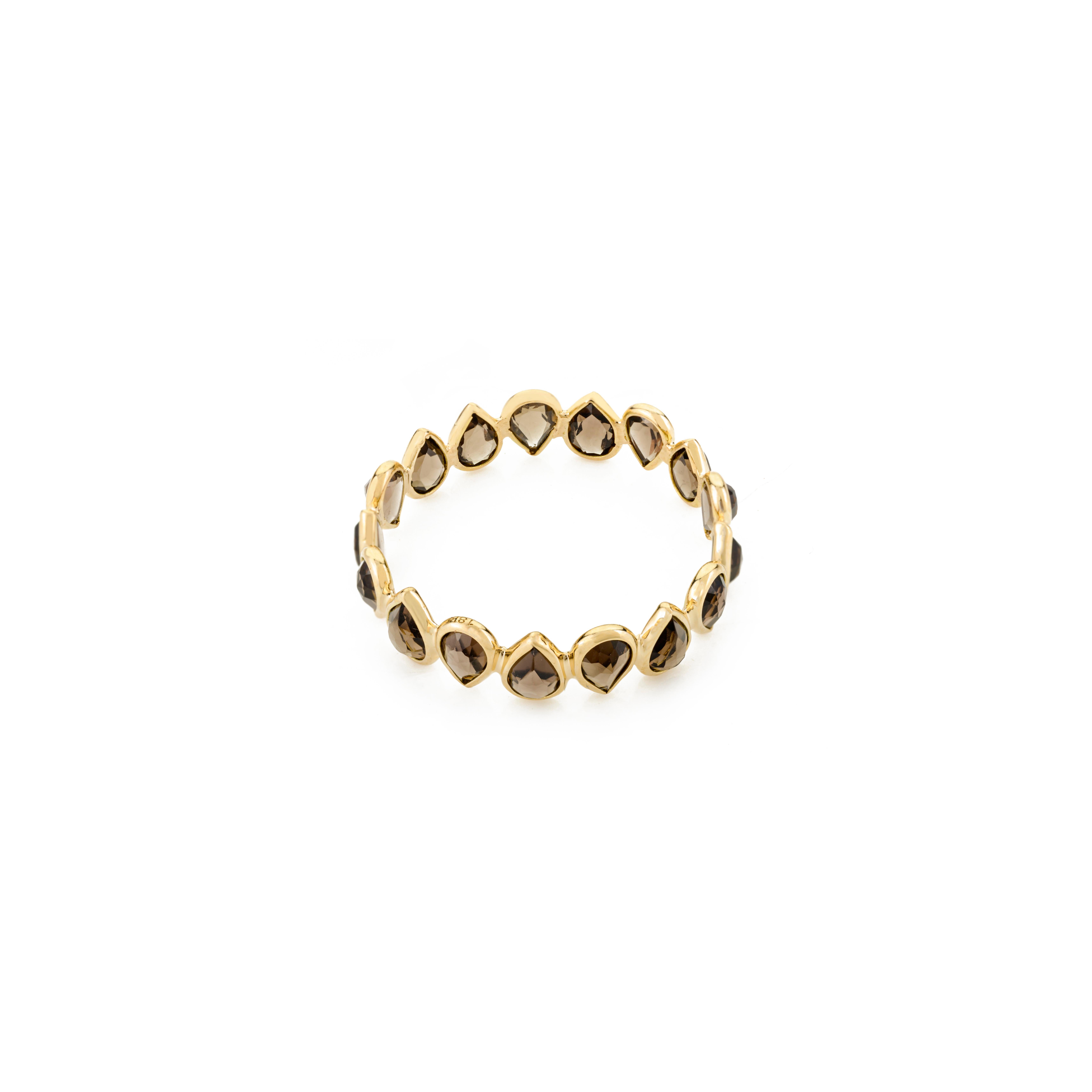Im Angebot: 2,23 Karat natürlicher Rauchtopas Full Eternity-Ring aus 18 Karat Gelbgold () 5