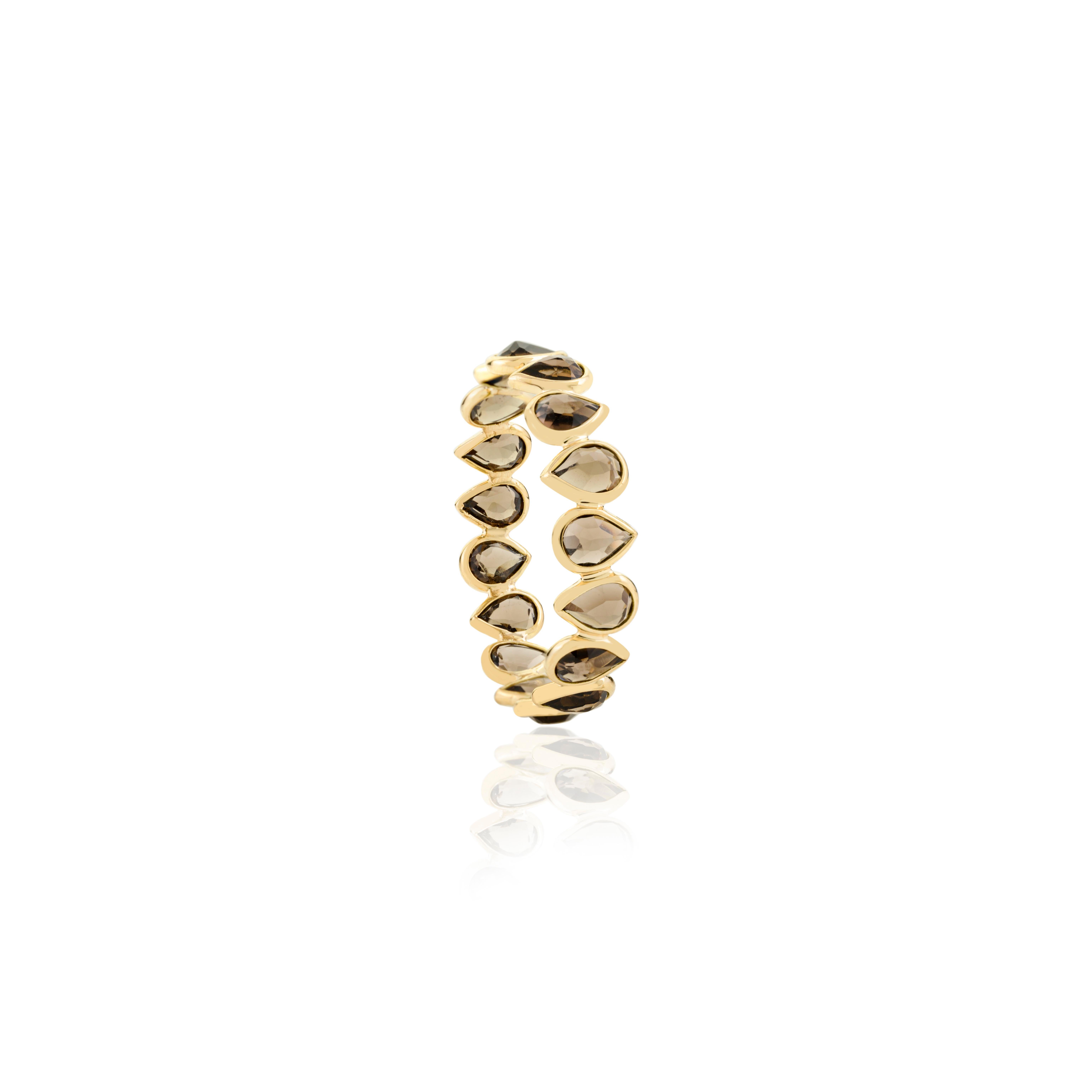 Im Angebot: 2,23 Karat natürlicher Rauchtopas Full Eternity-Ring aus 18 Karat Gelbgold () 7