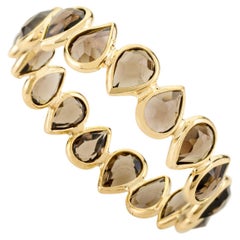 Bague d'éternité en or jaune 18 carats avec topaze fumée naturelle de 2,23 carats