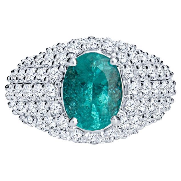 2.23 Carat Oval Cut Paraiba Tourmaline & Diamond 18 Karat White Gold Ring