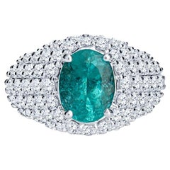 2.23 Carat Oval Cut Paraiba Tourmaline & Diamond 18 Karat White Gold Ring