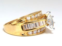 2.23 Carat Raised Marquise Cathedral Diamonds Ring 14 Karat