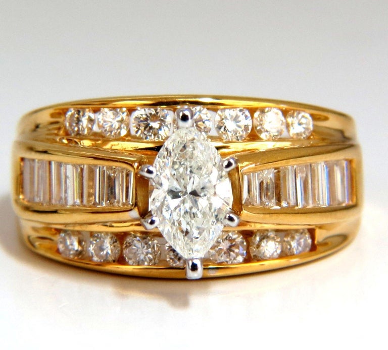 2.23 Carat Raised Marquise Cathedral Diamonds Ring 14 Karat at 1stDibs