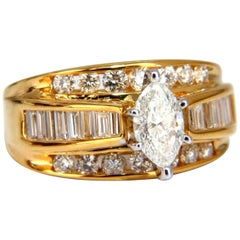 2.23 Carat Raised Marquise Cathedral Diamonds Ring 14 Karat