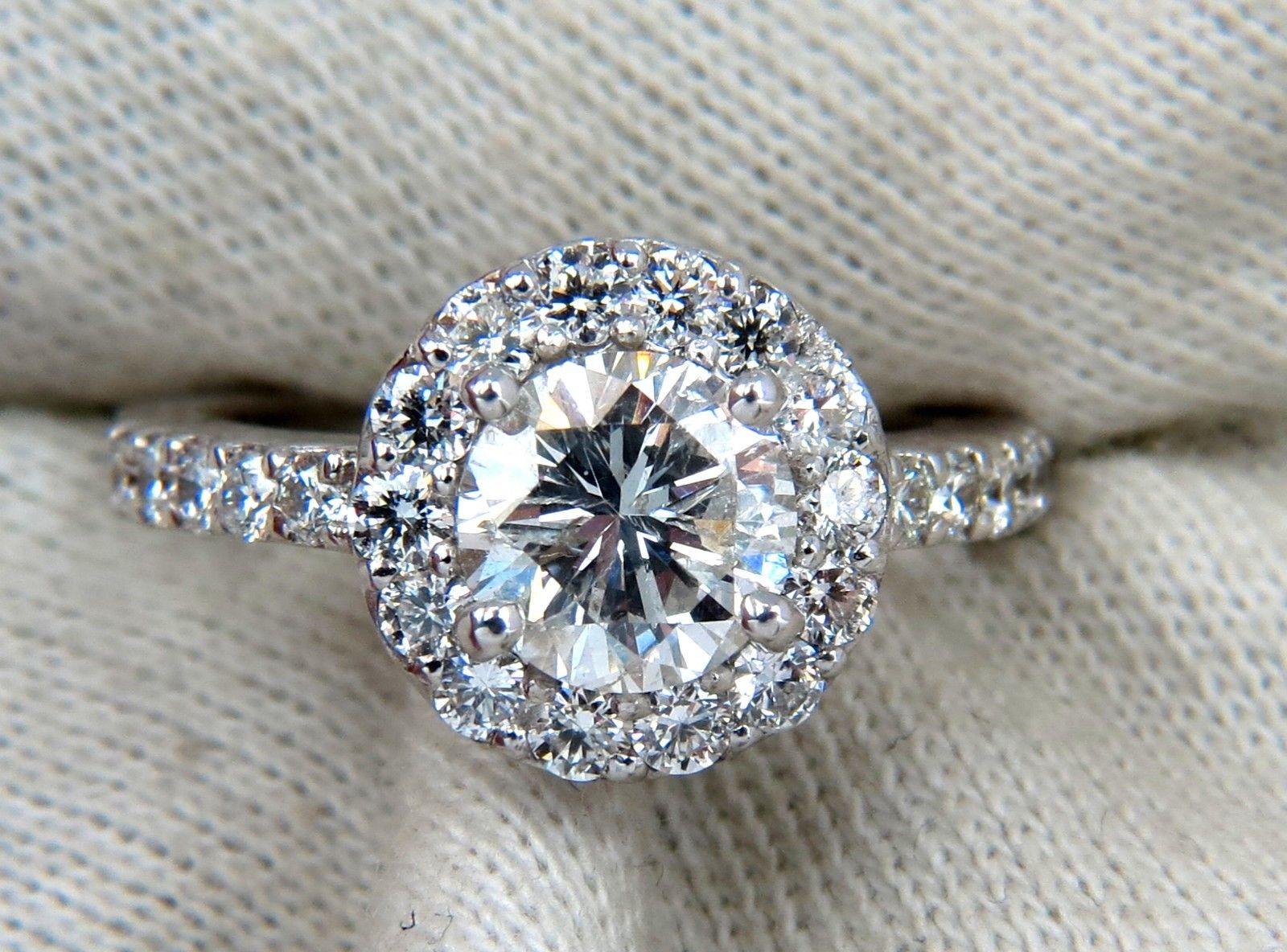 2.23 Carat Round Diamonds Halo Cluster Ring 14 Karat In New Condition In New York, NY