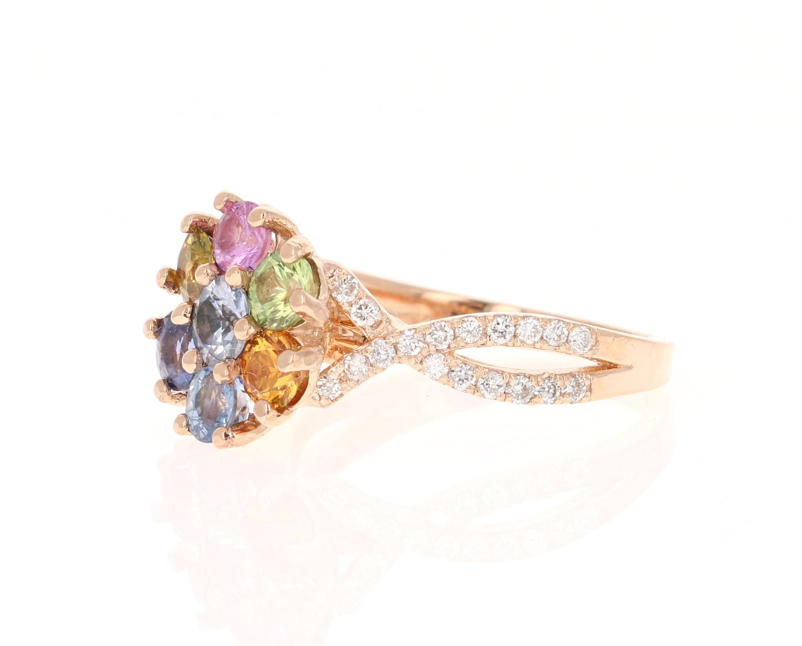 Contemporaneo Anello da cocktail con zaffiro e diamante rosa da 2,23 carati in vendita