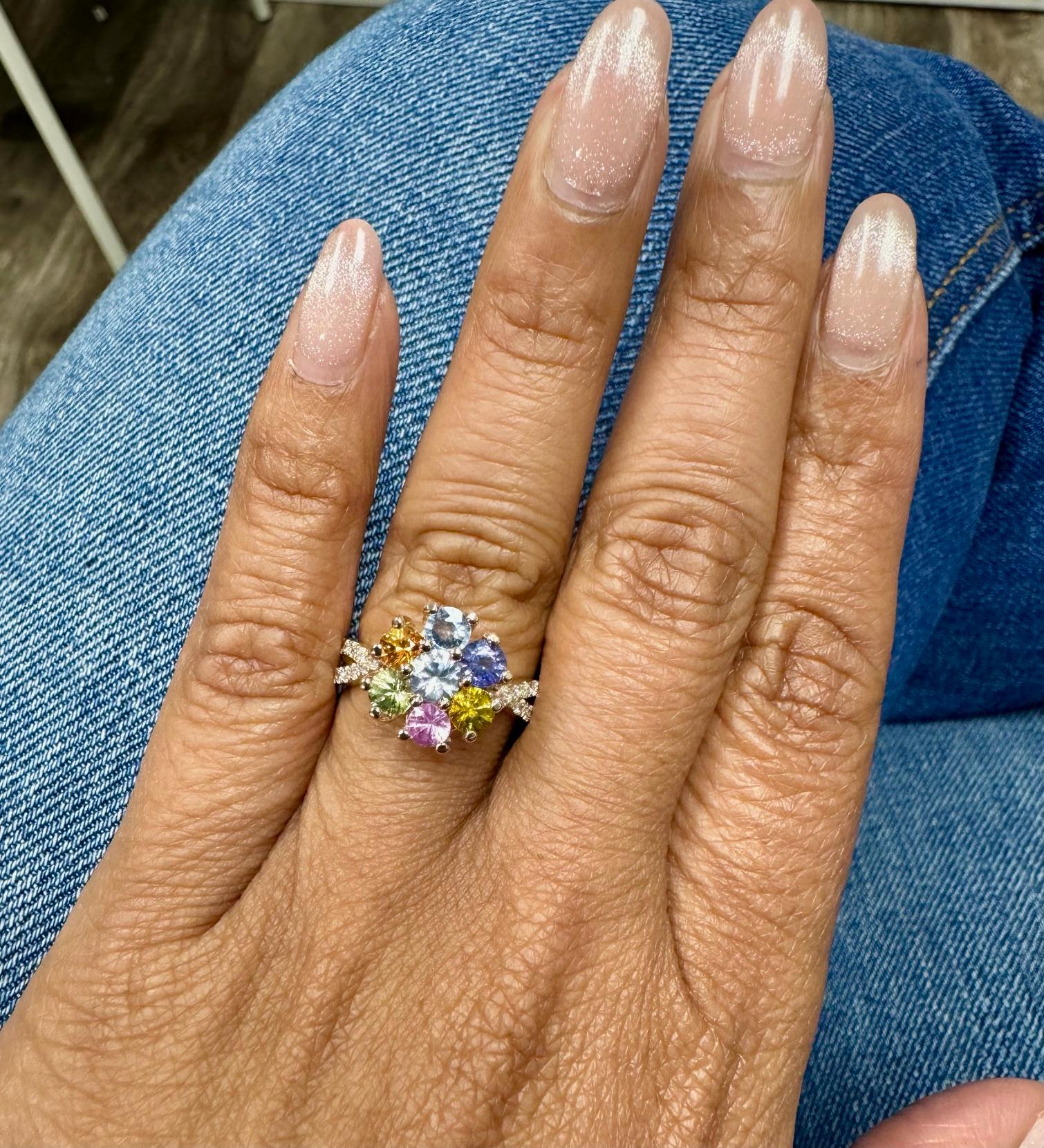 Anello da cocktail con zaffiro e diamante rosa da 2,23 carati In condizioni Nuovo in vendita a Los Angeles, CA