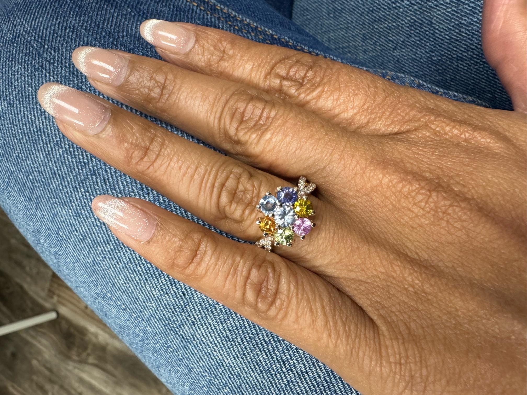 Anello da cocktail con zaffiro e diamante rosa da 2,23 carati in vendita 1