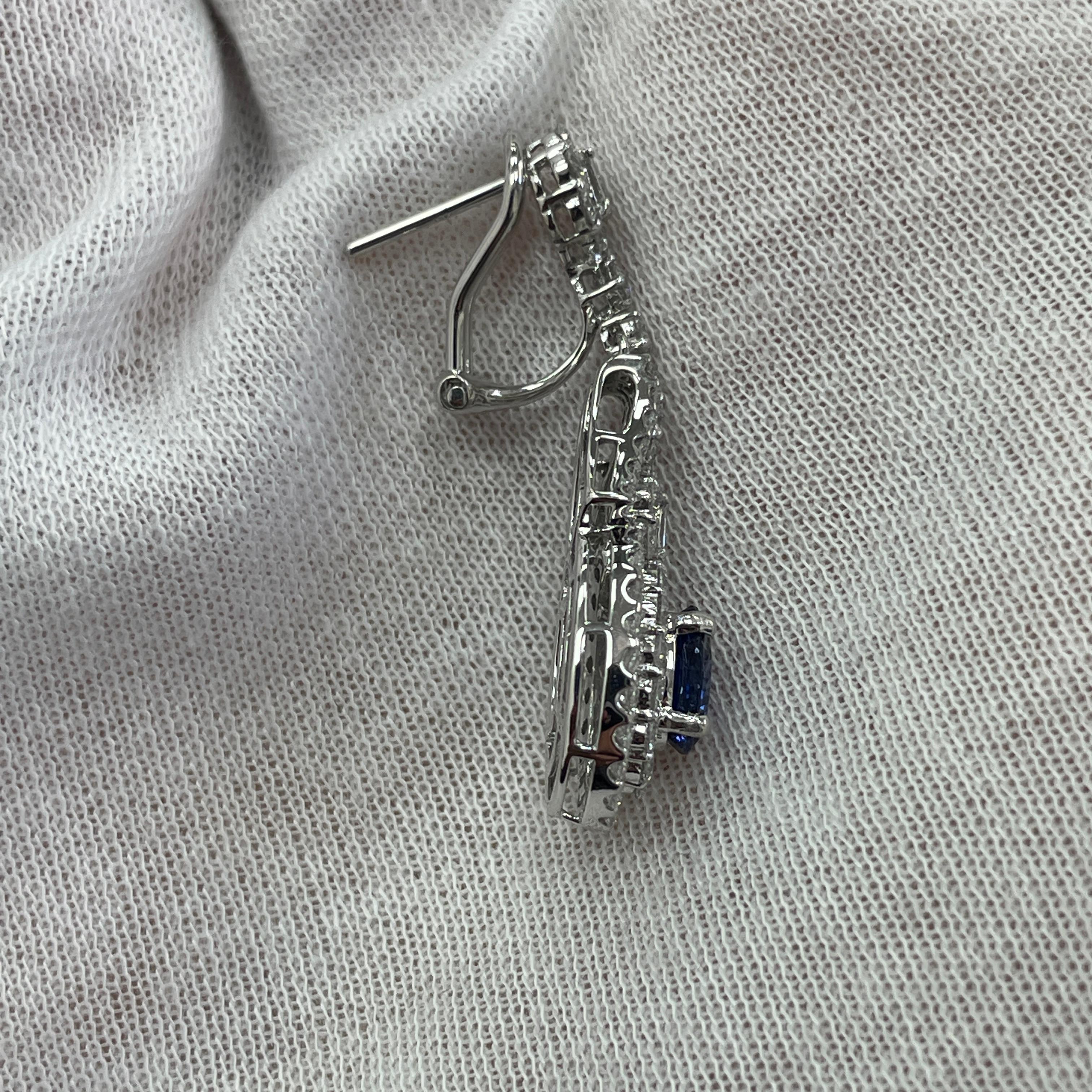 2.23 Carat Sapphire, Diamond & White Gold Earrings In New Condition For Sale In New York, NY