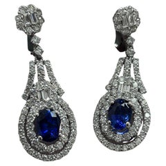 2.23 Carat Sapphire, Diamond & White Gold Earrings
