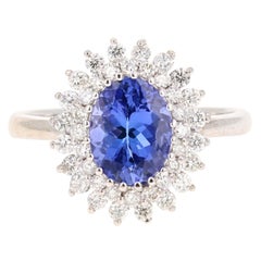 2,23 Karat Tansanit Diamant 18 Karat Weißgold Cocktail-Ring