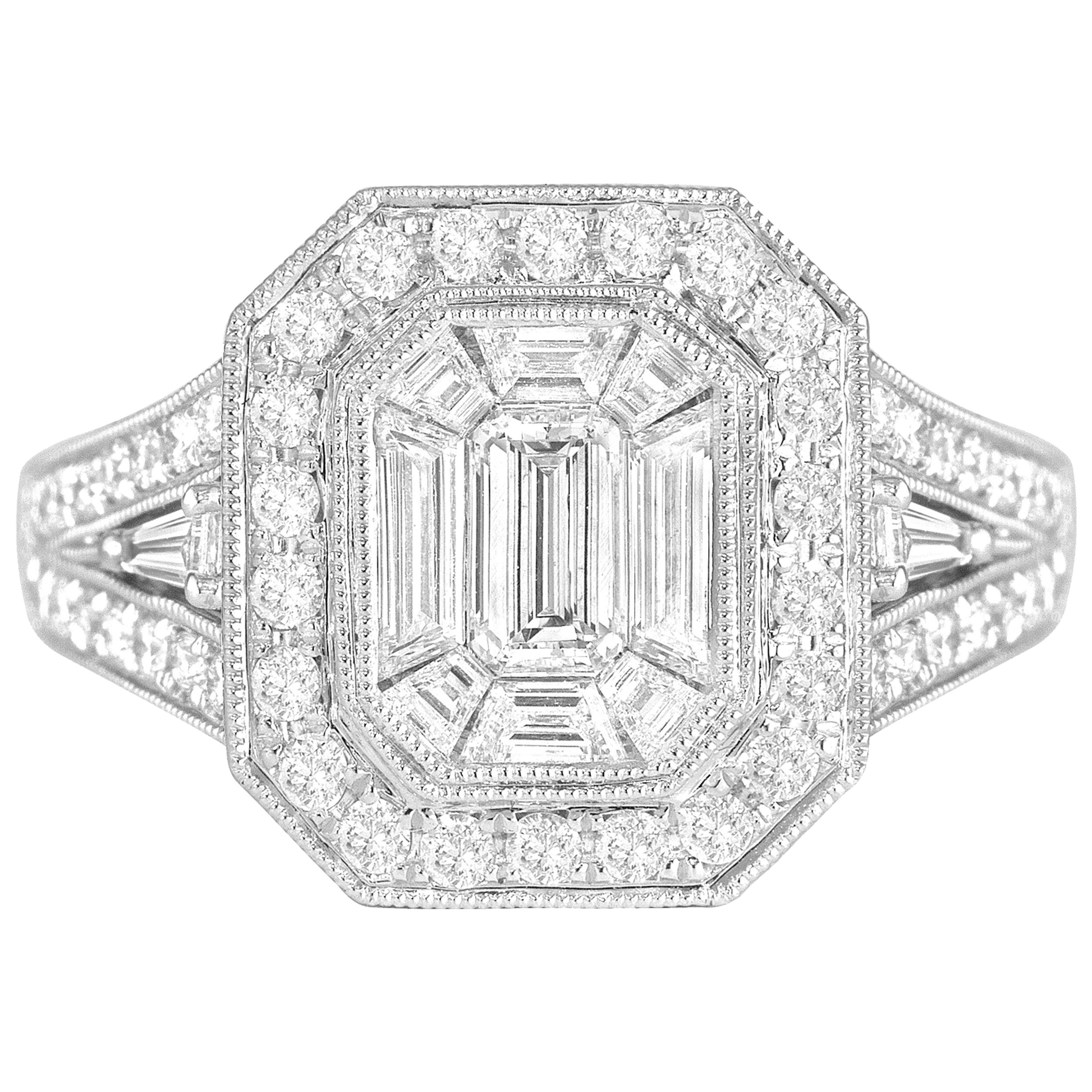 2,23 Karat Gesamtgewicht natürlicher Diamant-Cluster-Brautring in 18k Ref548 im Angebot