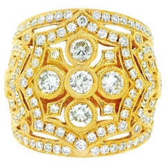 2,23 Karat Diamant Antiker Ring aus 18 Karat Gelbgold mit Diamanten im antiken Stil