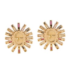 2.23 Carats Opal Sapphire 14 Karat Gold Diamond Starburst Stud Earrings