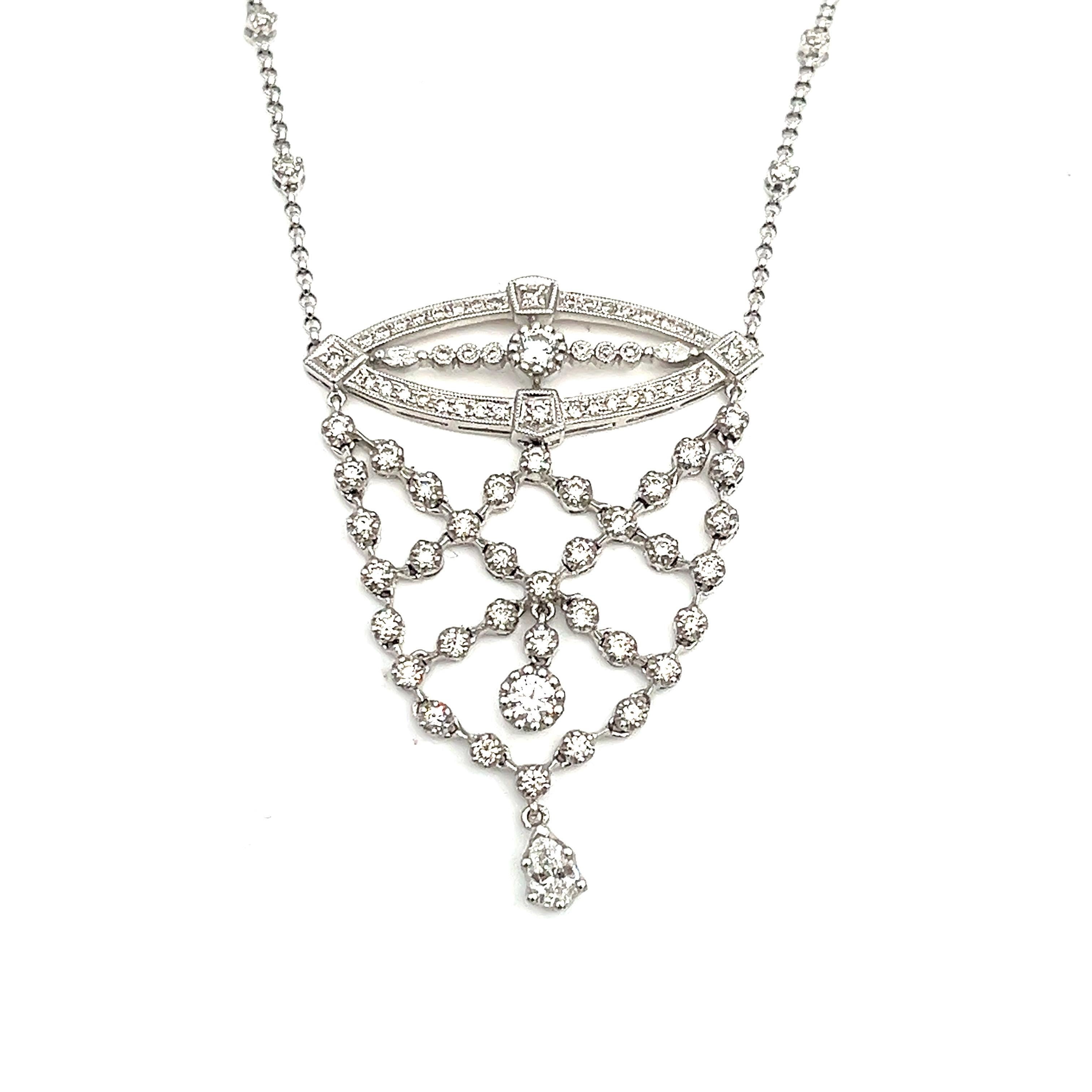 Women's or Men's 2.23 ct Diamond Necklace For Sale