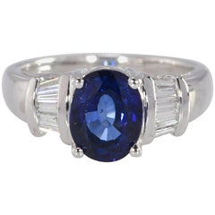 2.23 Ct. Diffused Sapphire & .25 Carat TW Diamond 14K White Gold Ring 5.60gm