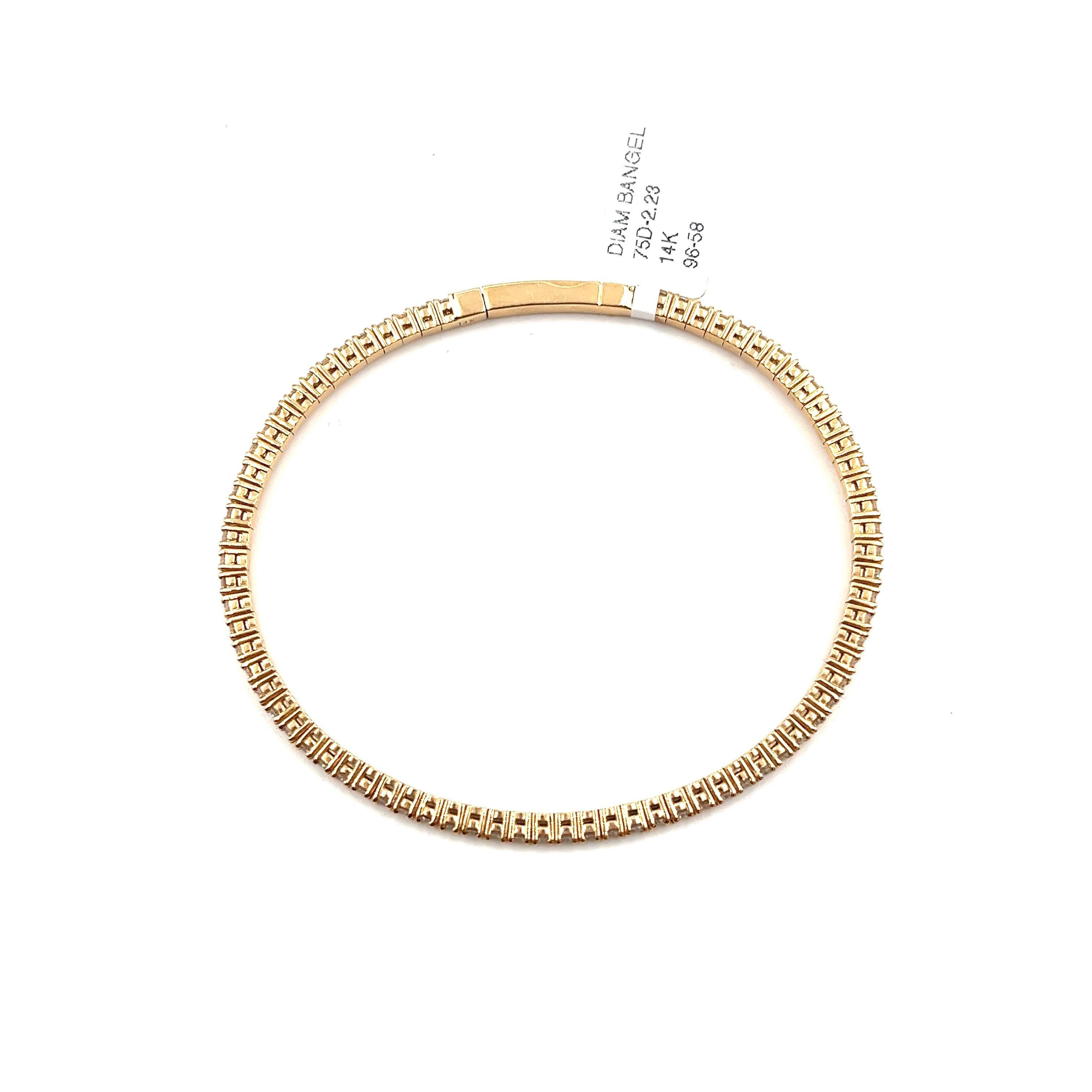 Taille ronde Bracelet flexible en diamant de 2,23 ct en vente