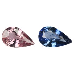 2.23 cts, Certified Faceted blue pink Sapphires Pair