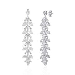2.23 CTW diamond Leaf shape 14K white Gold dangling Moonlight collection earring
