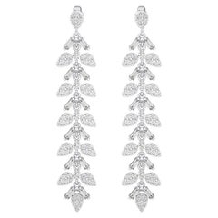 2.23 CTW diamante Forma de hoja 14K oro blanco pendiente colgante colección Moonlight