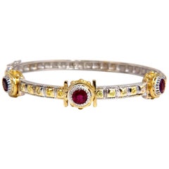 2.23 Rubí Natural Amarillo Diamante Pulsera Brazalete 14 Kilates Deco Español / Gótico