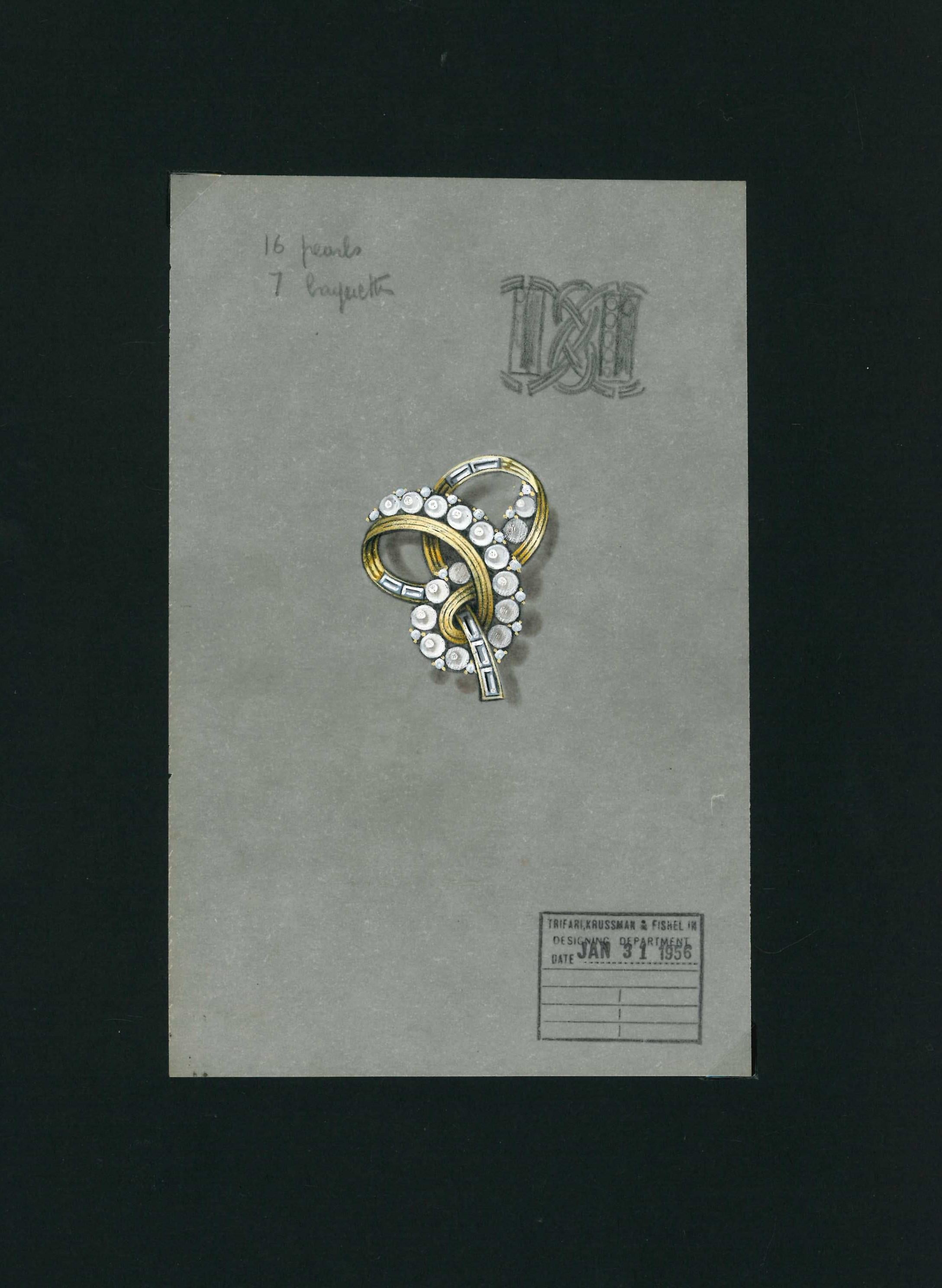 223 Original Hand Drawn Jewelry Designs by Trifari, Krussman & Fischel (Book) For Sale 7
