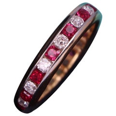 22328 Tiffany Lucida Diamond 18K Yellow Gold Ruby 4mm Eternity Wedding Band 5.5
