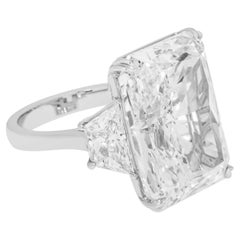 22.35 Carat Radiant Diamond Ring Brilliant White 18K White Gold