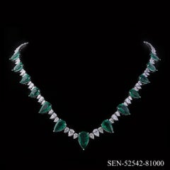 22.36 Carat Zambian Emerald 13.8 Carat SI/H Diamond Necklace 18 Karat White Gold