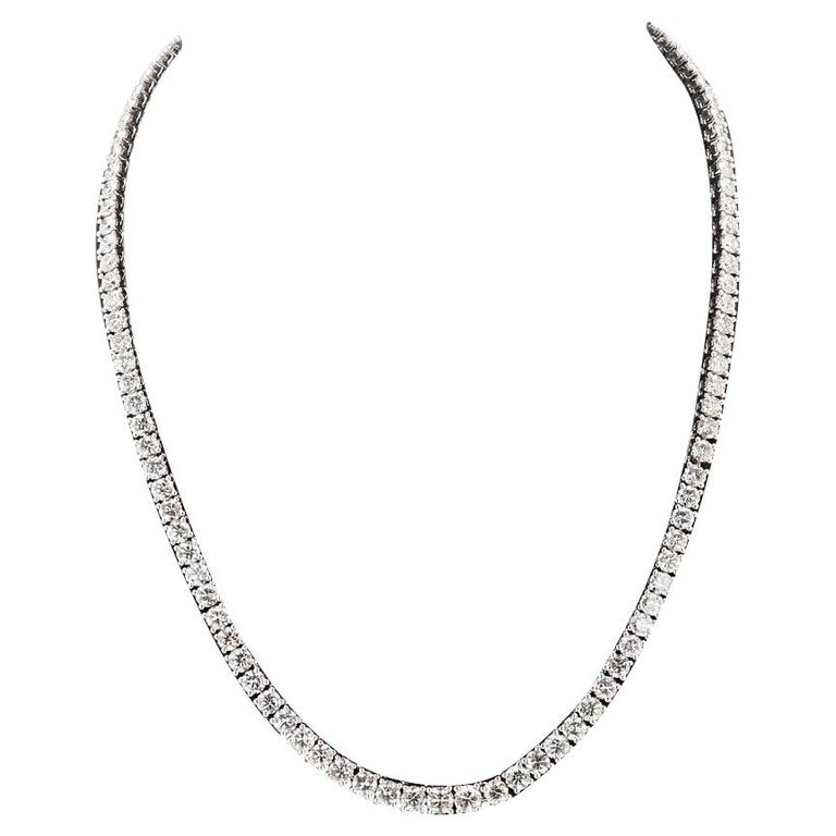 22.36ctw Diamond 18K White Gold Tennis Necklace For Sale at 1stDibs |  tennis necklace aonejewelries.com