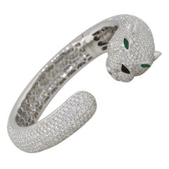 22.36ctw Diamond Pave Puma Open Cuff Bangle 18 Karat in Stock