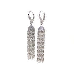 22.37 Carat Briolette Diamond Tassel Earrings on 18 Karat White Gold