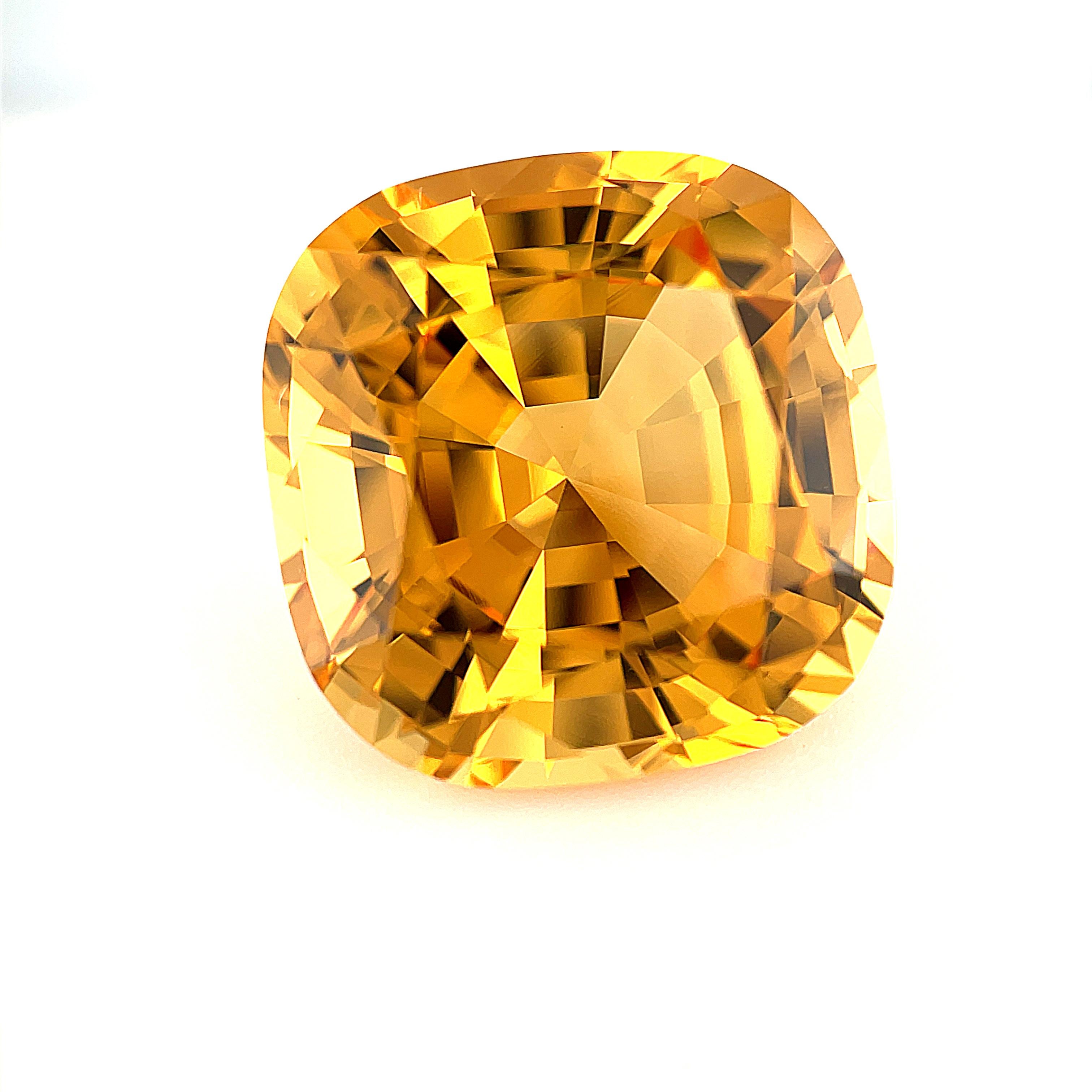 Cushion Cut 22.39 Carat Golden Topaz Cushion, Loose Gemstone, GIA Certified