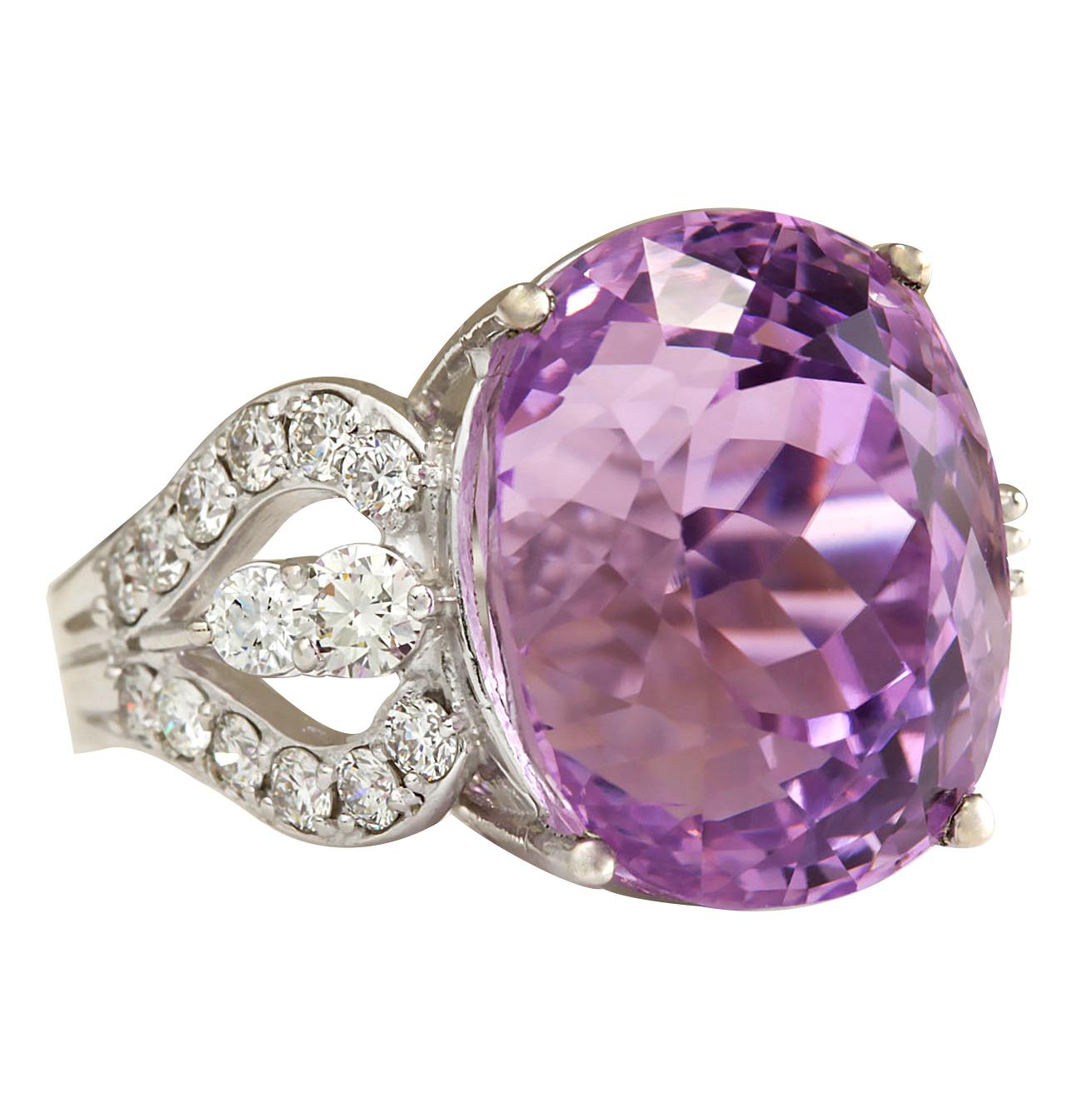 Stamped: 14K White Gold
Total Ring Weight: 8.0 Grams
Total Natural Kunzite Weight is 21.38 Carat (Measures: 16.00x12.00 mm)
Color: Pink
Total Natural Diamond Weight is 1.00 Carat
Color: F-G, Clarity: VS2-SI1
Face Measures: 16.00x13.35 mm
Sku: