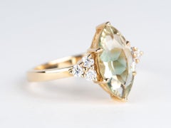 2.23ct Bi-Color Oregon Sunstone Engagement Ring 14K Gold with Trio Stone Sides