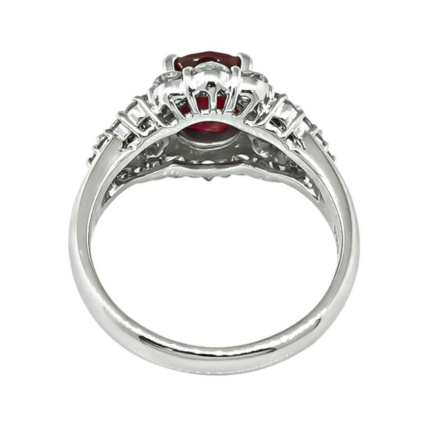2,23 Karat Burma Rubin 1,08 Karat Diamantring im Zustand „Gut“ im Angebot in New York, NY