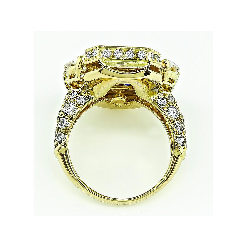 2.23 Carat Center Diamond 3.80 Carat Side Diamond Sapphire Gold Ring In Good Condition In New York, NY