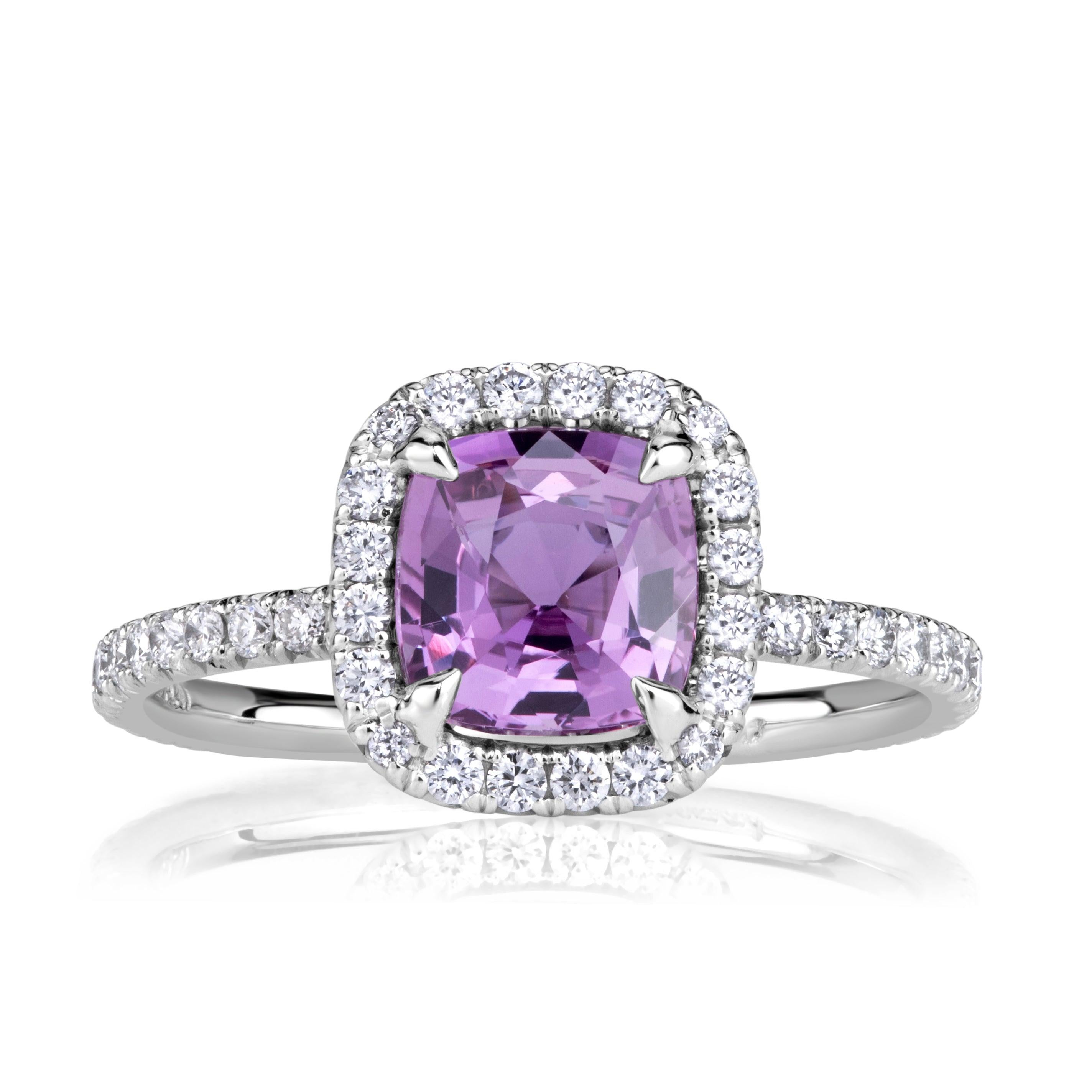 2.23ct Cushion Cut Pink Sapphire Engagement Ring For Sale