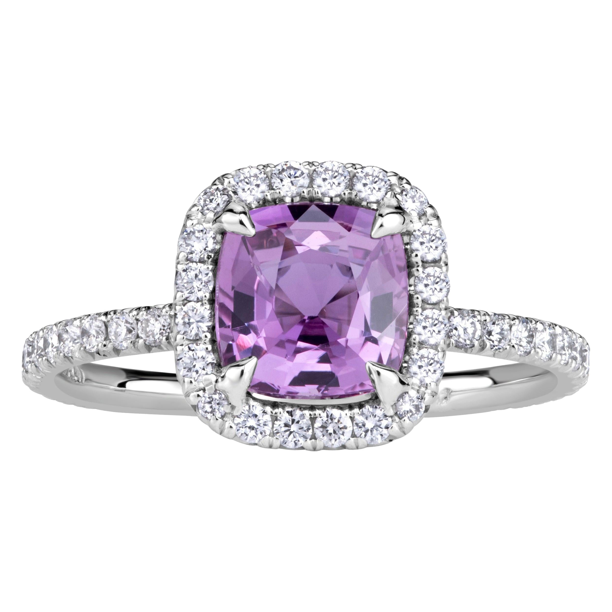 2.23ct Cushion Cut Pink Sapphire Engagement Ring