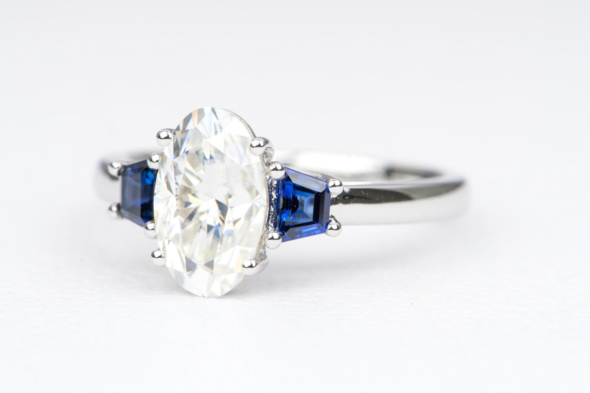 moissanite and sapphire ring