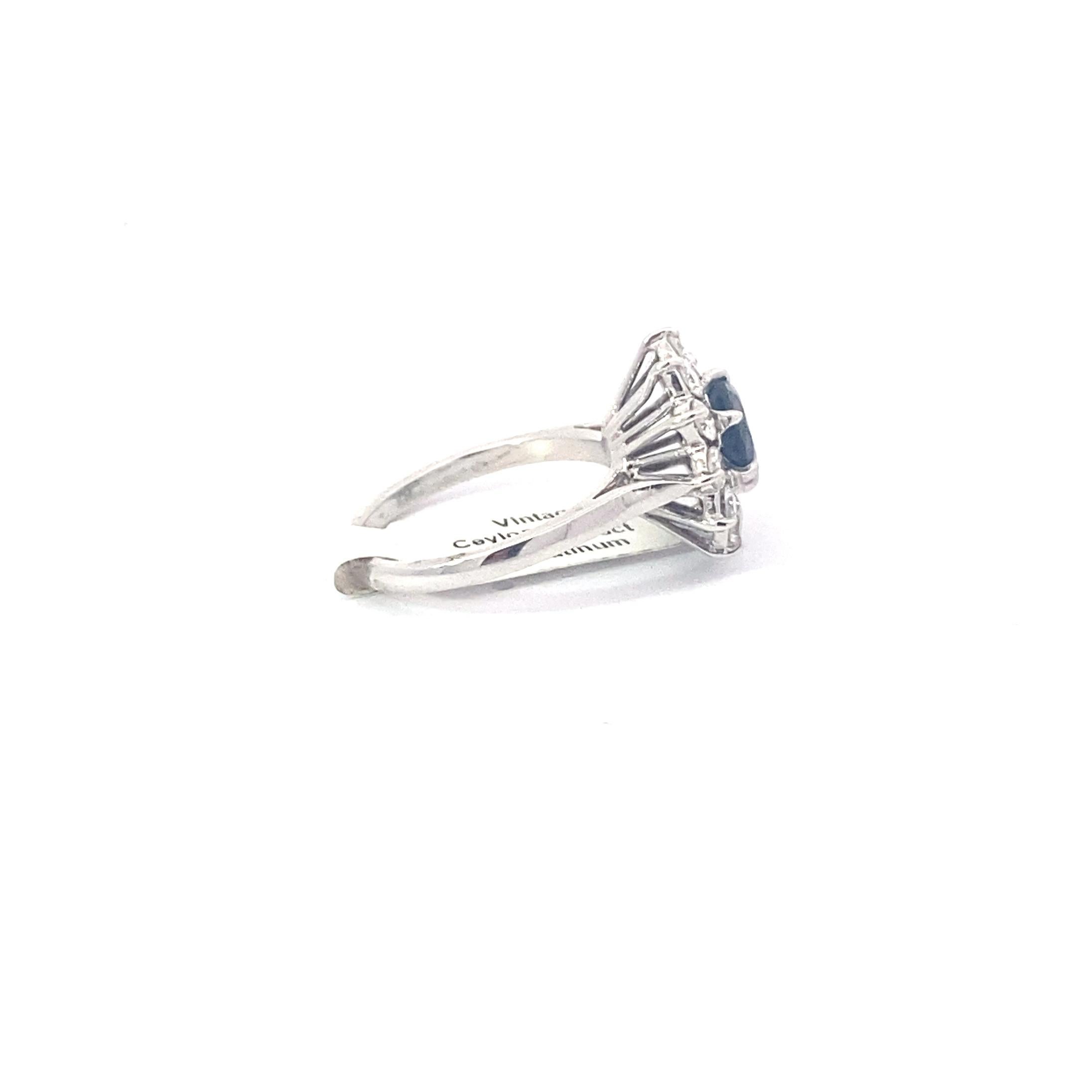 2.23ct Heat Treated Ceylon Sapphire Platinum Ring In Good Condition For Sale In Brooklyn, NY