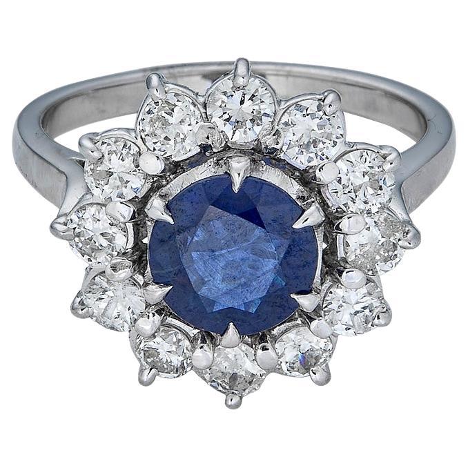 2.23ct Heat Treated Ceylon Sapphire Platinum Ring For Sale