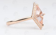 2.23ct Kite Shape Morganite with Diamond Halo 14K Rose Gold Engagement Ring