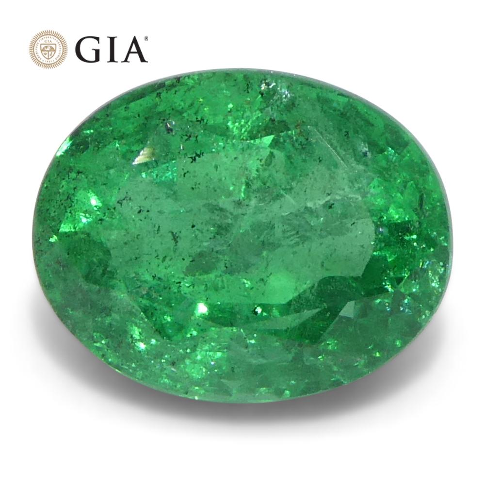 2.23ct Oval Green Emerald GIA Certified Zambia (F2) In New Condition For Sale In Toronto, Ontario