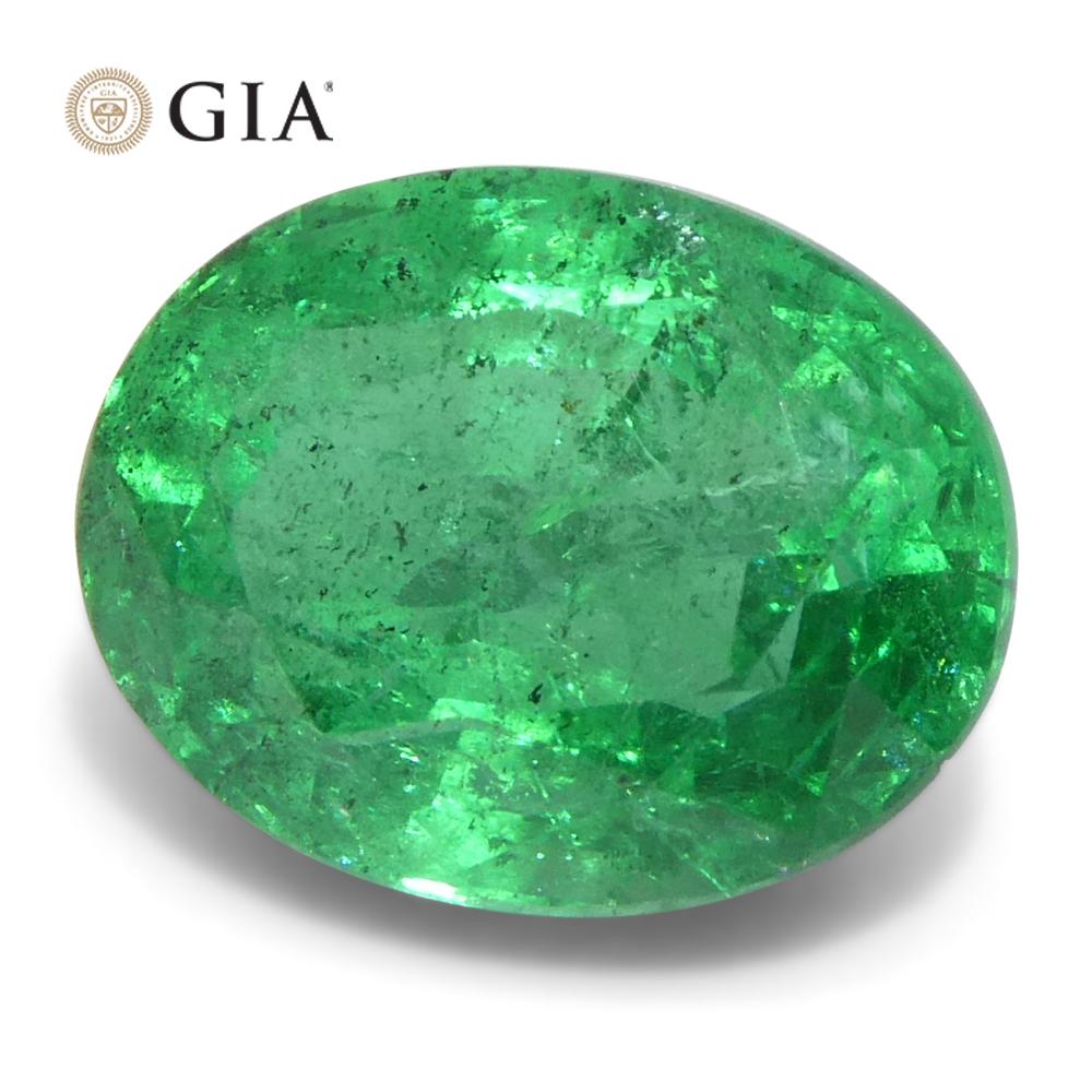 2.23ct Oval Green Emerald GIA Certified Zambia (F2) For Sale 2