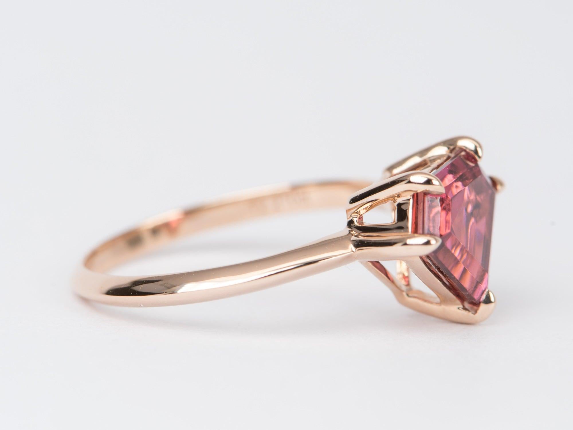 Women's 2.23ct Shield Shape Tourmaline 14K Rose Gold Engagement Ring R6412 For Sale