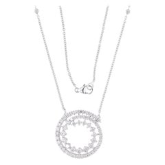 2.23Ct SI/H Diamond Round Open Circle Pendant Necklace Fine 18k White Gold (Collier en or blanc 18k)