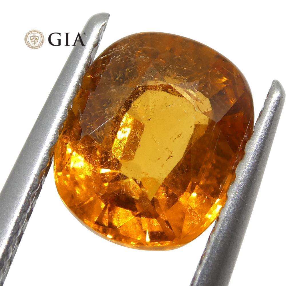 Taglio brillante 2,23ct Cuscino di granato spessartina/spessartite arancione vivo, certificato GIA in vendita