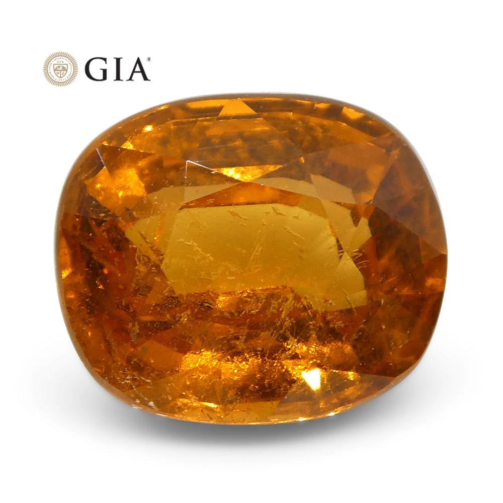 da uomo o donna 2,23ct Cuscino di granato spessartina/spessartite arancione vivo, certificato GIA in vendita