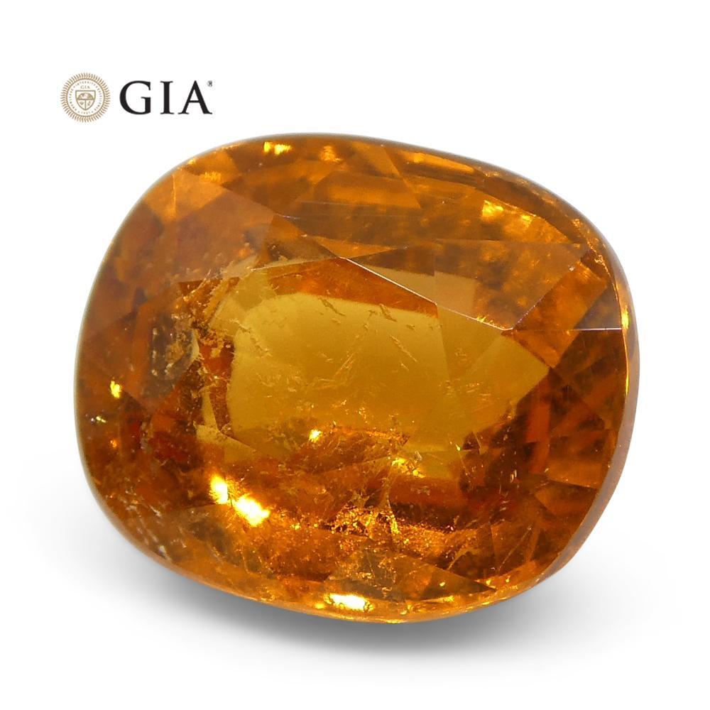 2,23ct Cuscino di granato spessartina/spessartite arancione vivo, certificato GIA in vendita 2